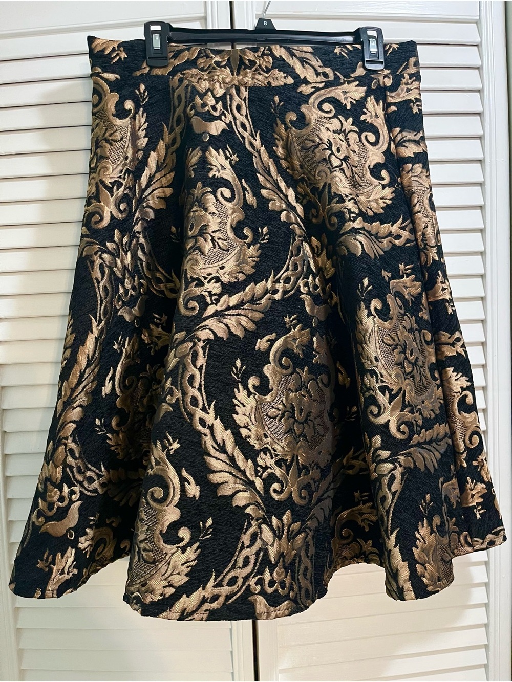 Chicwish Black and Gold Brocade A-Line Skirt - Picture 3 of 5